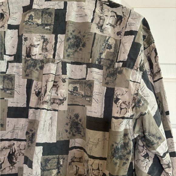 Vintage 90s Y2K Columbia Patchwork Graphic Deer Long-Sleeve Button-Down Shirt - Picture 13 of 15